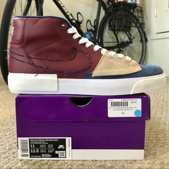 Nike SB Zoom Blazer Mid Edge Team Red Skate Shoes - Picture 6 of 12